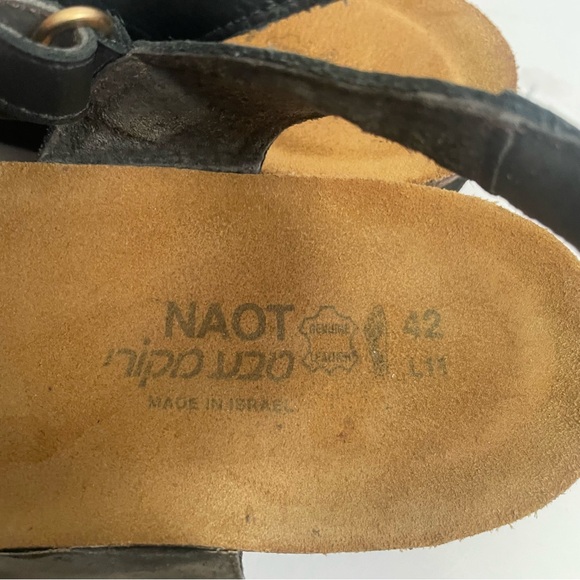 Naot Aubrey Sandals Womens 42 / 11 Black Leather Wedge Ankle Strap Chain Casual - Picture 8 of 9